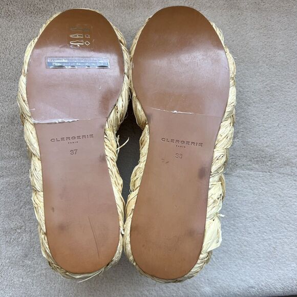 Clergerie Paris Lozy Creamy Beige Lambskin Leather Shoes Raffia Soles EU 37 US 6 - Picture 14 of 16